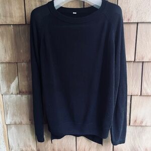 Lululemon Without Tags High Low Raglan Sweater  Wool Blend Knit Black Ptp 23”